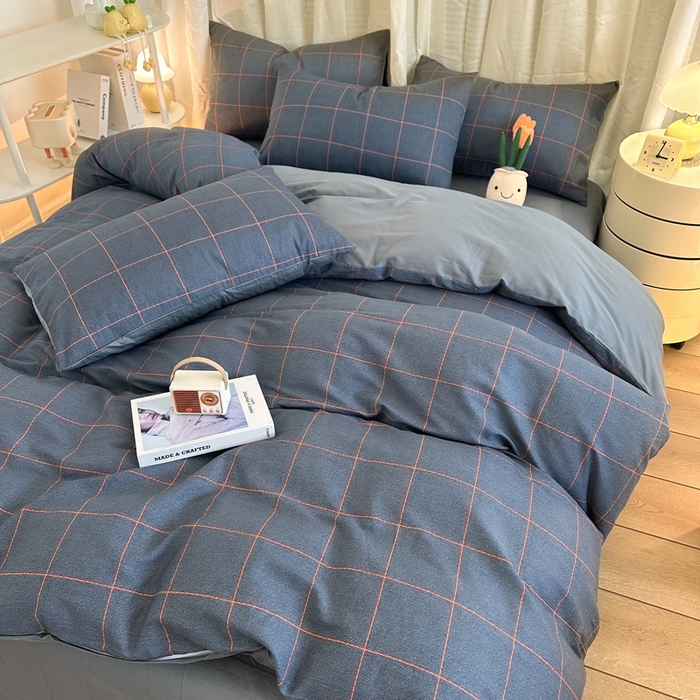 91家纺网 家纺一手货源 找家纺 简宜家居（朝初家纺） 2025新款13070全棉纯棉斜纹简约北欧风四件套 富士山下