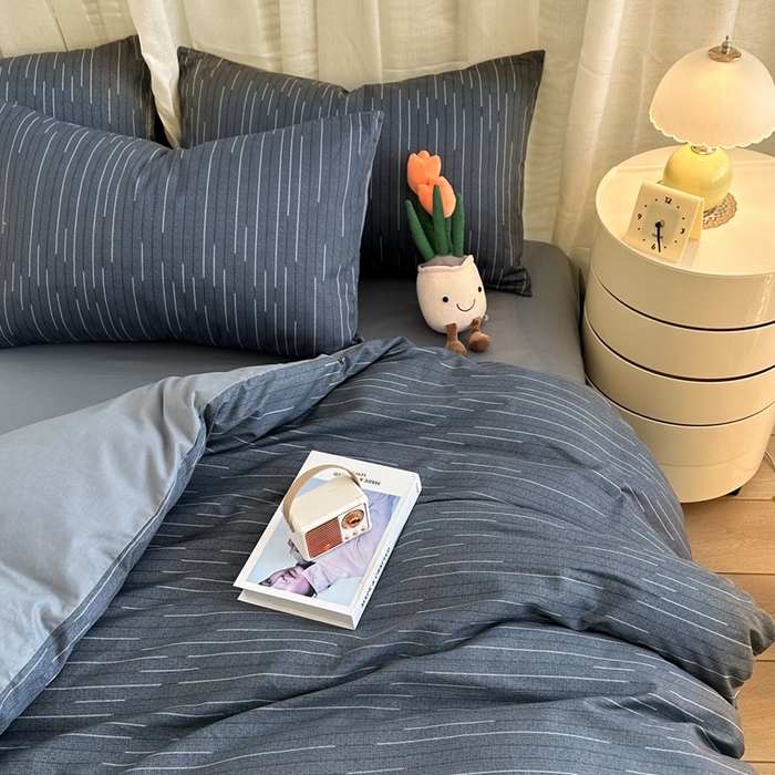 91家纺网 家纺一手货源 找家纺 简宜家居（朝初家纺） 2025新款13070全棉纯棉斜纹简约北欧风四件套 瀚海