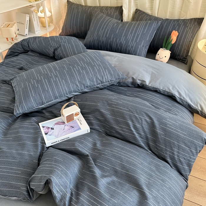 91家纺网 家纺一手货源 找家纺 简宜家居（朝初家纺） 2025新款13070全棉纯棉斜纹简约北欧风四件套 瀚海