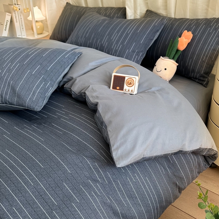 91家纺网 家纺一手货源 找家纺 简宜家居（朝初家纺） 2025新款13070全棉纯棉斜纹简约北欧风四件套 瀚海