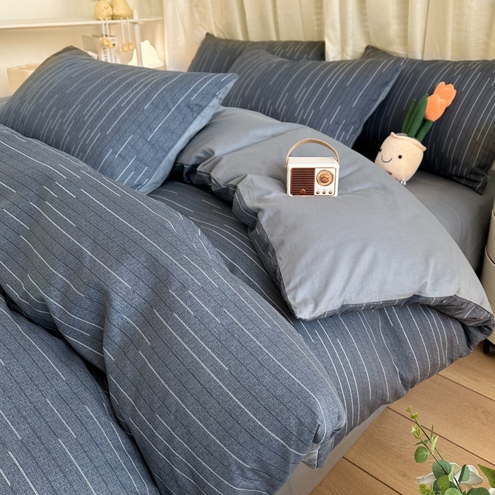 91家纺网 家纺一手货源 找家纺 简宜家居（朝初家纺） 2025新款13070全棉纯棉斜纹简约北欧风四件套 瀚海