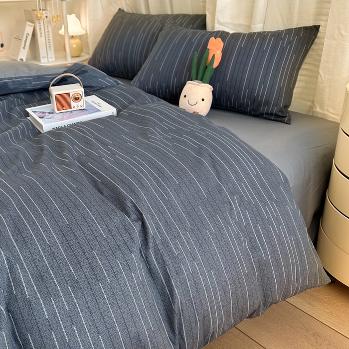 91家纺网 家纺一手货源 找家纺 简宜家居（朝初家纺） 2025新款13070全棉纯棉斜纹简约北欧风四件套 瀚海