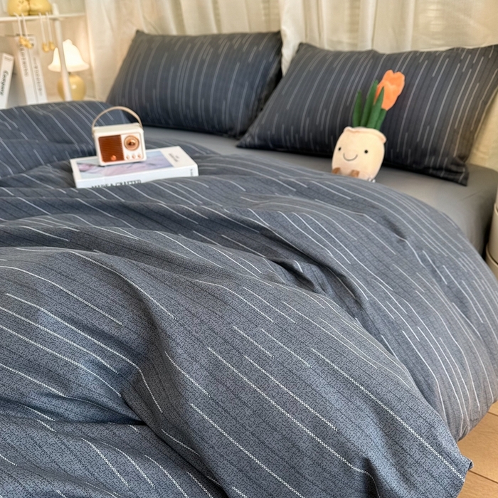 91家纺网 家纺一手货源 找家纺 简宜家居（朝初家纺） 2025新款13070全棉纯棉斜纹简约北欧风四件套 瀚海