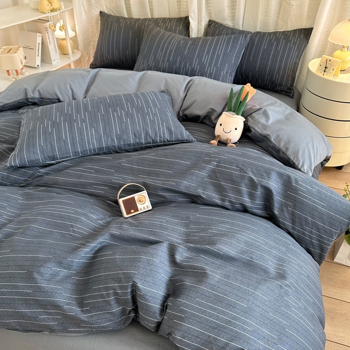 91家纺网 家纺一手货源 找家纺 简宜家居（朝初家纺） 2025新款13070全棉纯棉斜纹简约北欧风四件套 瀚海