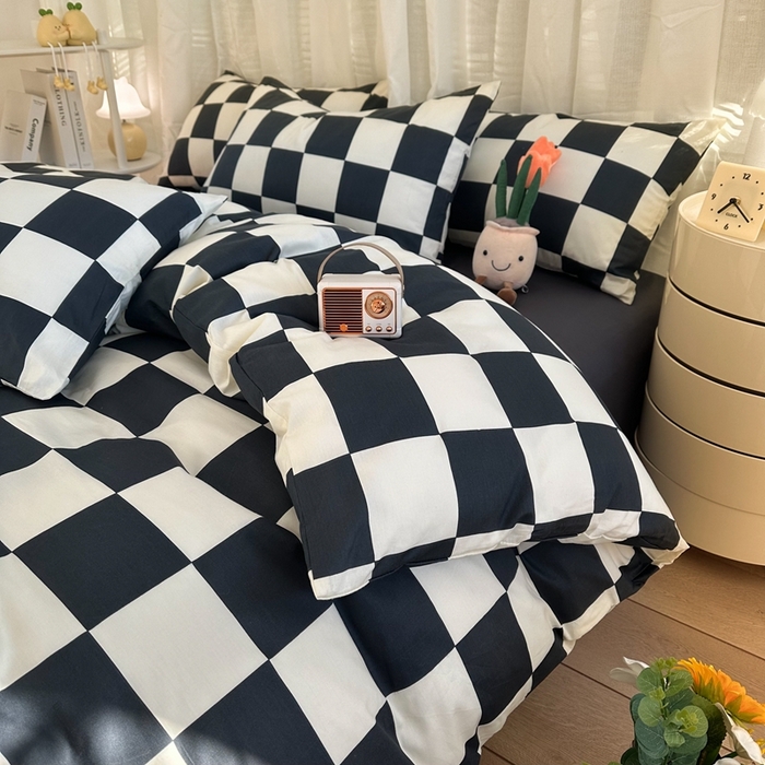 91家纺网 家纺一手货源 找家纺 简宜家居（朝初家纺） 2025新款13070全棉纯棉斜纹简约北欧风四件套 卡洛斯