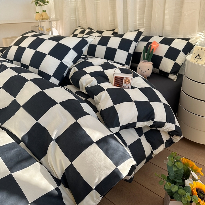 91家纺网 家纺一手货源 找家纺 简宜家居（朝初家纺） 2025新款13070全棉纯棉斜纹简约北欧风四件套 卡洛斯