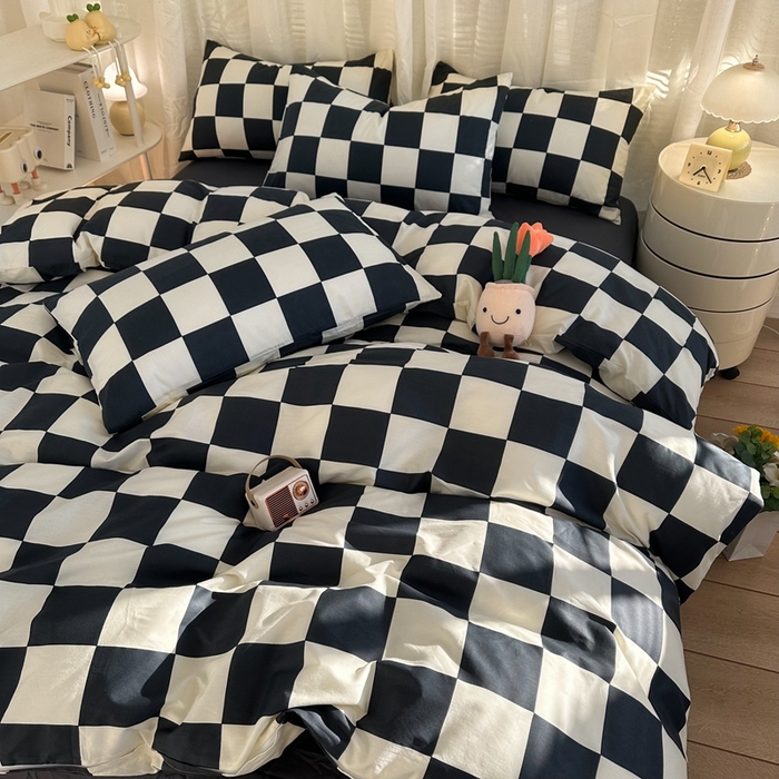 91家纺网 家纺一手货源 找家纺 简宜家居（朝初家纺） 2025新款13070全棉纯棉斜纹简约北欧风四件套 卡洛斯