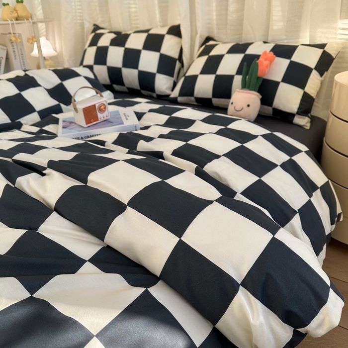 91家纺网 家纺一手货源 找家纺 简宜家居（朝初家纺） 2025新款13070全棉纯棉斜纹简约北欧风四件套 卡洛斯