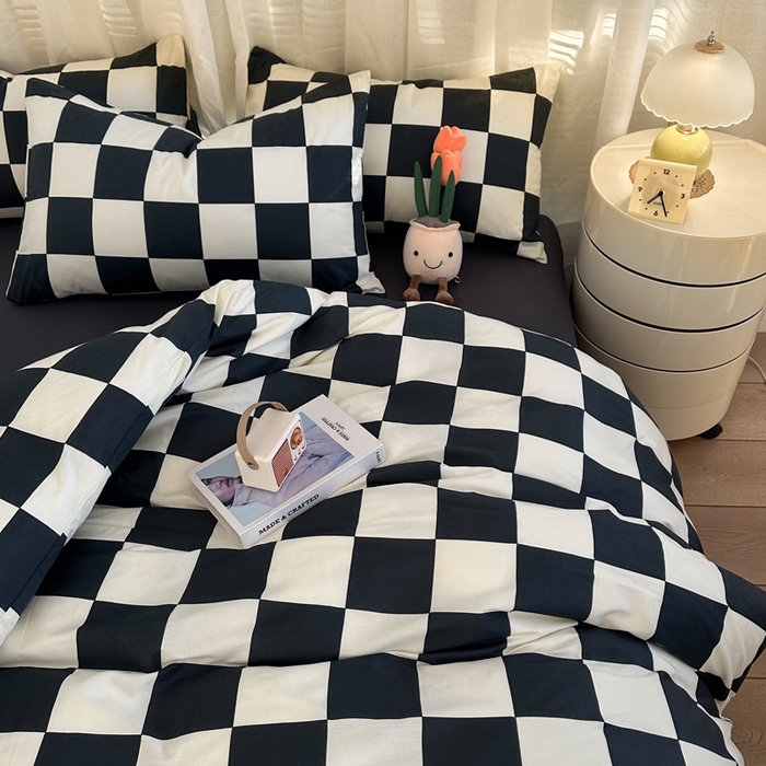 91家纺网 家纺一手货源 找家纺 简宜家居（朝初家纺） 2025新款13070全棉纯棉斜纹简约北欧风四件套 卡洛斯