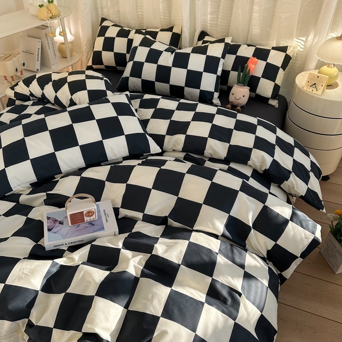 91家纺网 家纺一手货源 找家纺 简宜家居（朝初家纺） 2025新款13070全棉纯棉斜纹简约北欧风四件套 卡洛斯