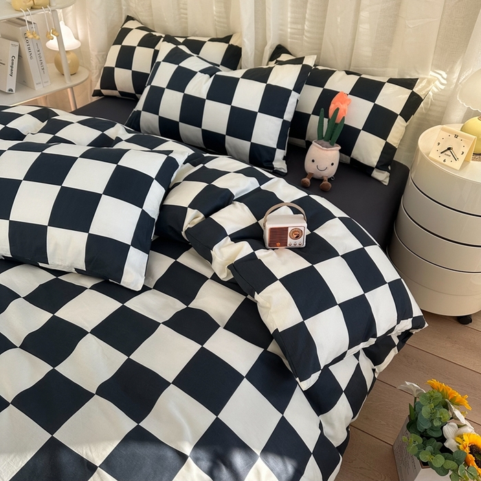 91家纺网 家纺一手货源 找家纺 简宜家居（朝初家纺） 2025新款13070全棉纯棉斜纹简约北欧风四件套 卡洛斯