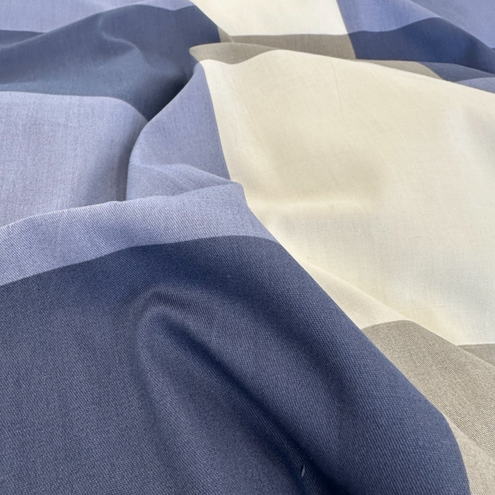 91家纺网 家纺一手货源 找家纺 简宜家居（朝初家纺） 2025新款13070全棉纯棉斜纹简约北欧风四件套 蓝大格