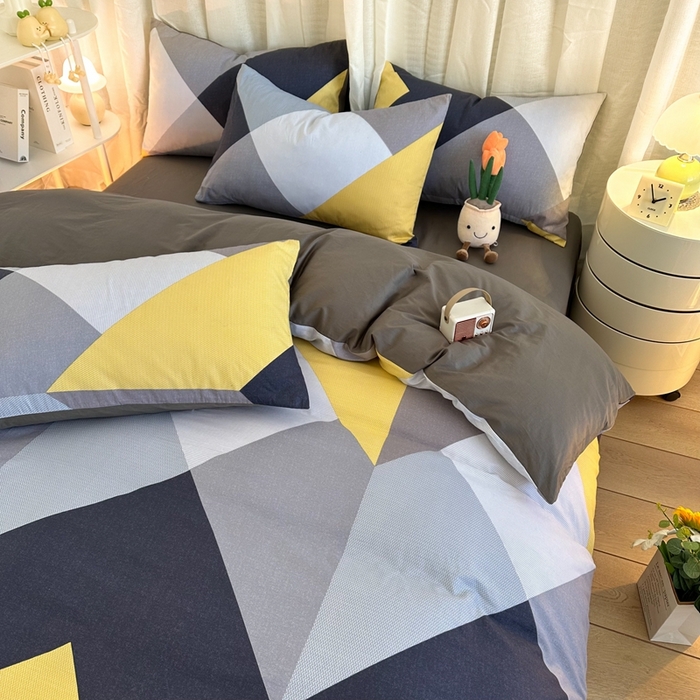 91家纺网 家纺一手货源 找家纺 简宜家居（朝初家纺） 2025新款13070全棉纯棉斜纹简约北欧风四件套 墨尔本