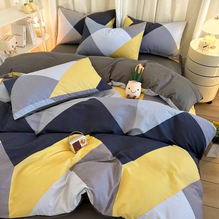 91家纺网 家纺一手货源 找家纺 简宜家居（朝初家纺） 2025新款13070全棉纯棉斜纹简约北欧风四件套 墨尔本