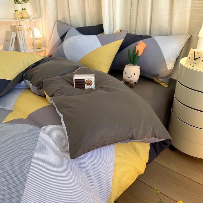 91家纺网 家纺一手货源 找家纺 简宜家居（朝初家纺） 2025新款13070全棉纯棉斜纹简约北欧风四件套 墨尔本