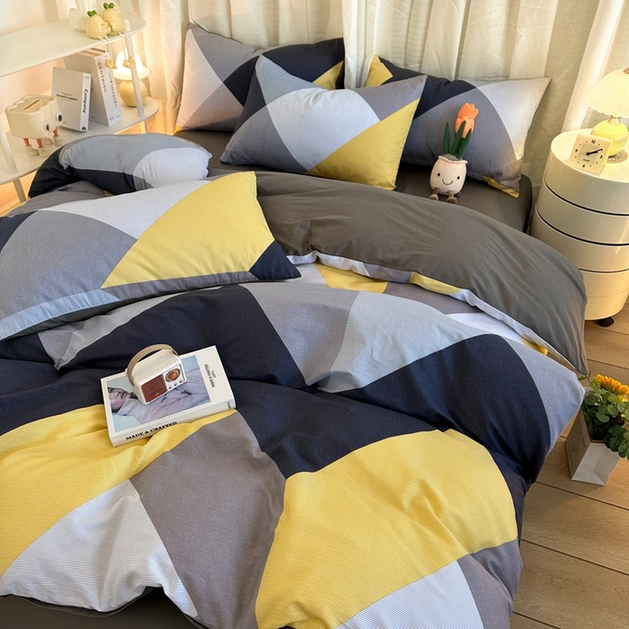 91家纺网 家纺一手货源 找家纺 简宜家居（朝初家纺） 2025新款13070全棉纯棉斜纹简约北欧风四件套 墨尔本