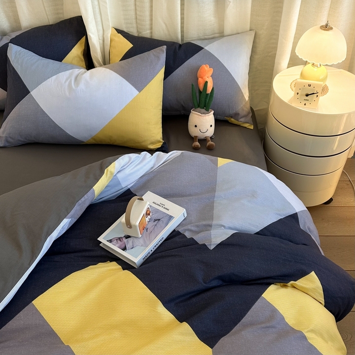 91家纺网 家纺一手货源 找家纺 简宜家居（朝初家纺） 2025新款13070全棉纯棉斜纹简约北欧风四件套 墨尔本