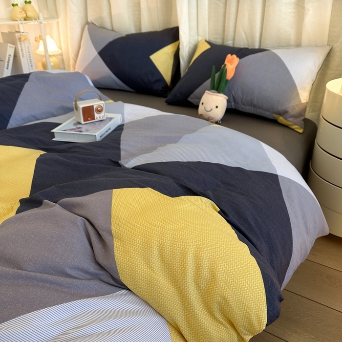 91家纺网 家纺一手货源 找家纺 简宜家居（朝初家纺） 2025新款13070全棉纯棉斜纹简约北欧风四件套 墨尔本