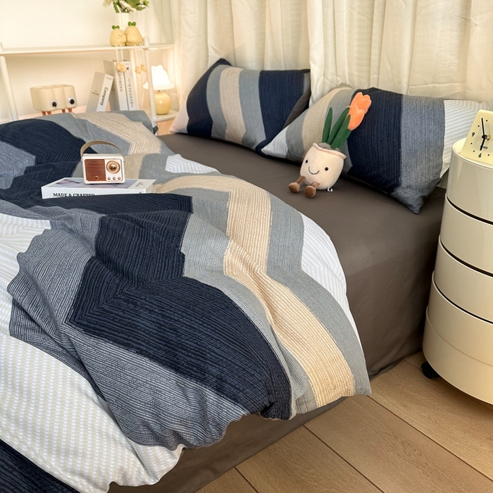 简宜家居（朝初家纺） 2025新款13070全棉纯棉斜纹简约北欧风四件套 佩斯