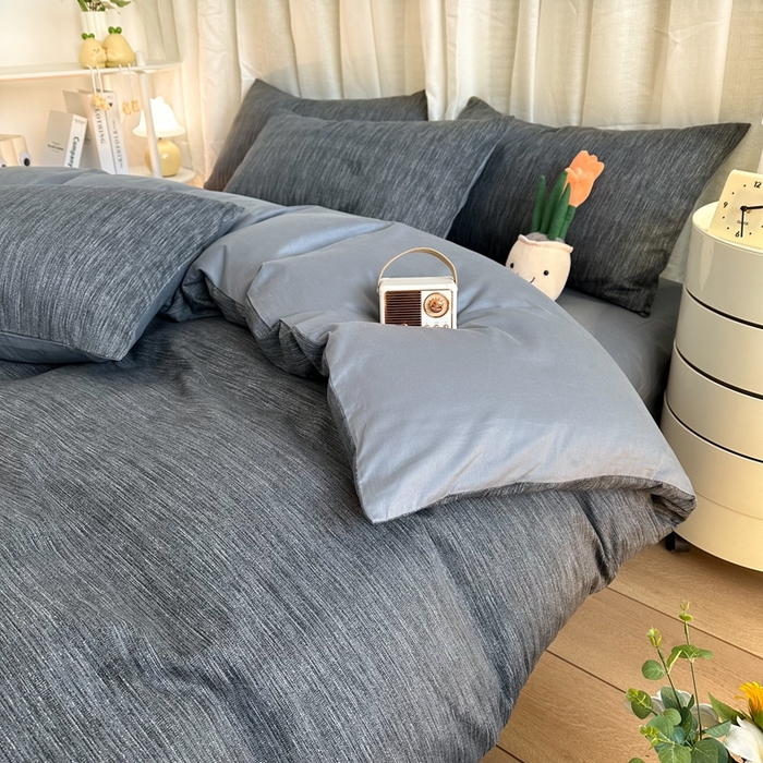 91家纺网 家纺一手货源 找家纺 简宜家居（朝初家纺） 2025新款13070全棉纯棉斜纹简约北欧风四件套 围城