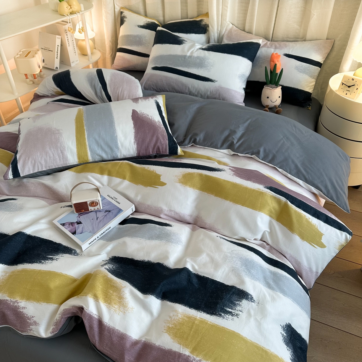 91家纺网 家纺一手货源 找家纺 （总）简宜家居（朝初家纺） 2025新款13070全棉纯棉斜纹简约北欧风四件套