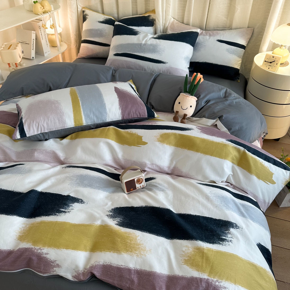 91家纺网 家纺一手货源 找家纺 （总）简宜家居（朝初家纺） 2025新款13070全棉纯棉斜纹简约北欧风四件套