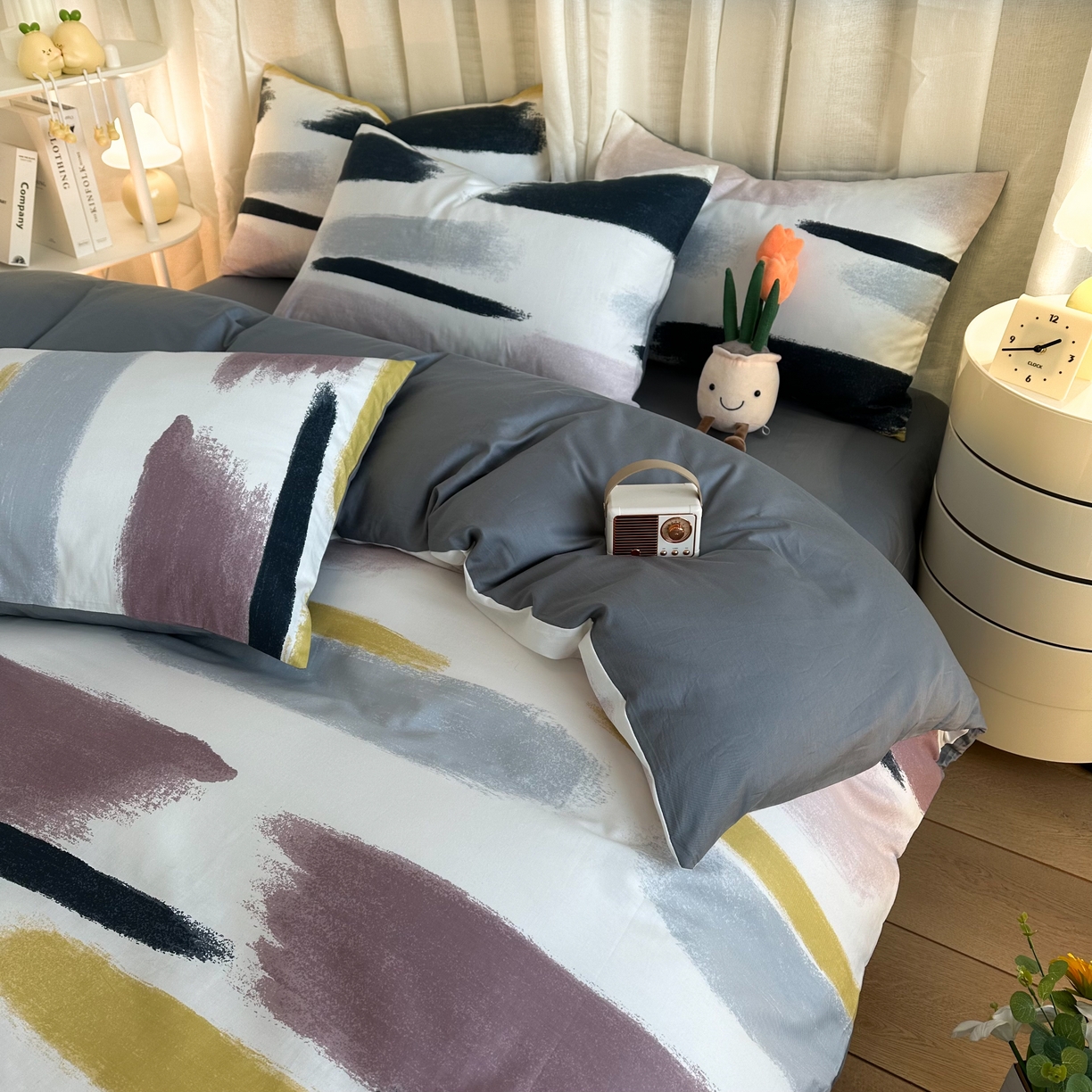 91家纺网 家纺一手货源 找家纺 （总）简宜家居（朝初家纺） 2025新款13070全棉纯棉斜纹简约北欧风四件套