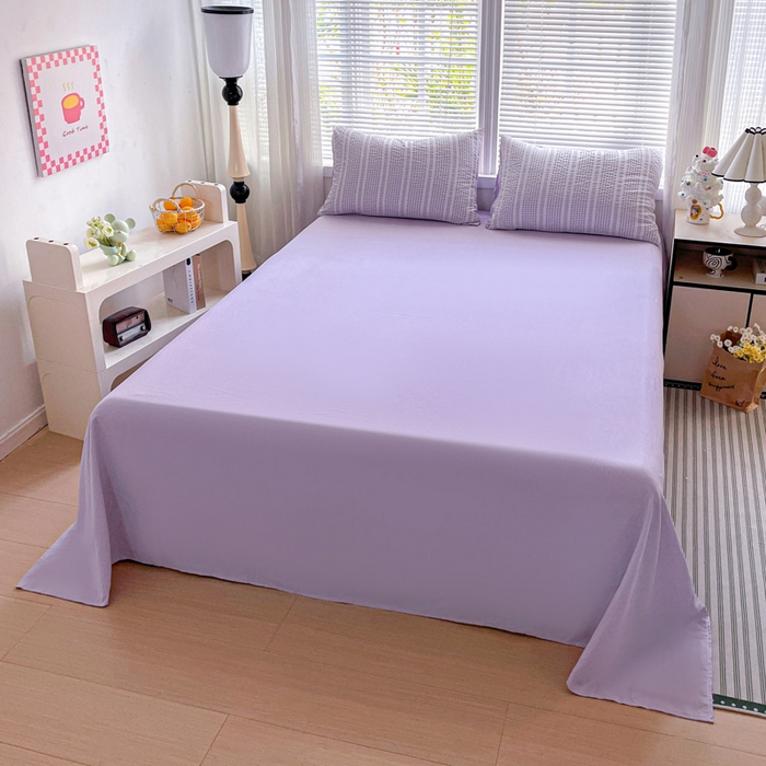 91家纺网 家纺一手货源 找家纺 卡普家居 2025新款A类阳离子公主格四件套 阳离子公主格-罗兰紫