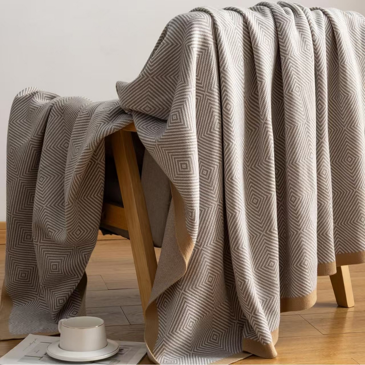 91家纺网 家纺一手货源 找家纺 （总）2025新款飞机头等舱航空毯空调毯办公室盖毯针织毯回字纹鱼骨纹