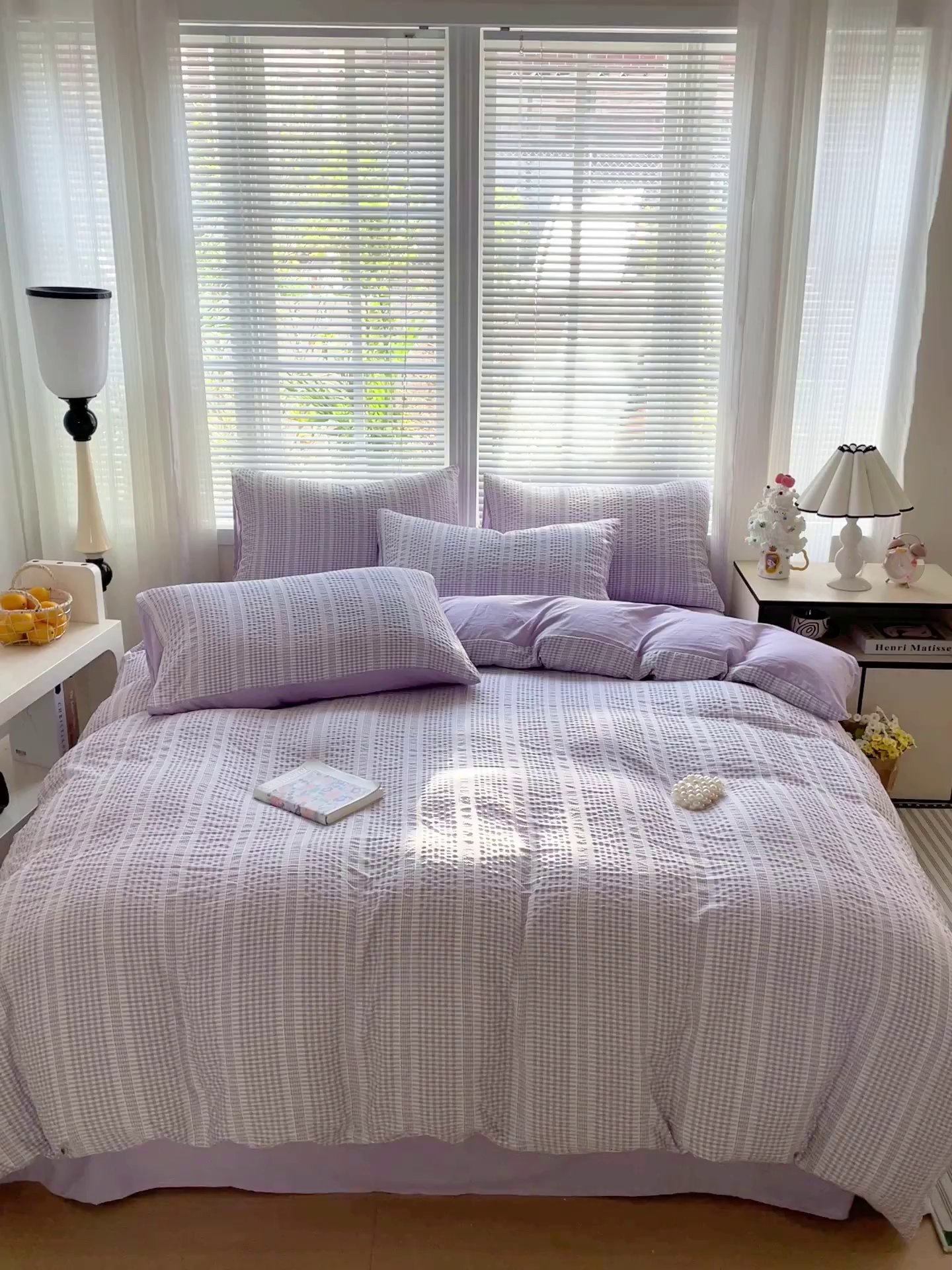 91家纺网 家纺一手货源 找家纺 卡普家居 2025新款A类阳离子公主格四件套 阳离子公主格-罗兰紫