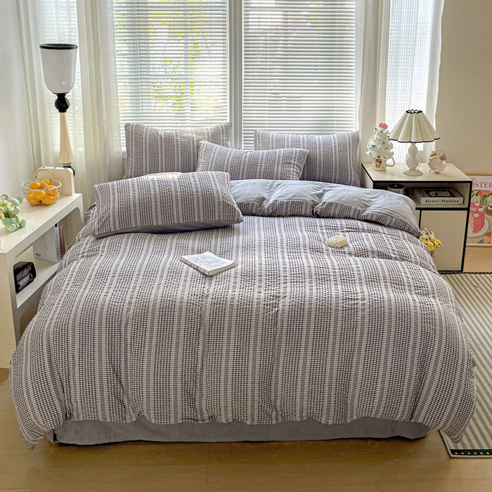 卡普家居 2025新款A类阳离子公主格四件套 阳离子公主格-月光灰