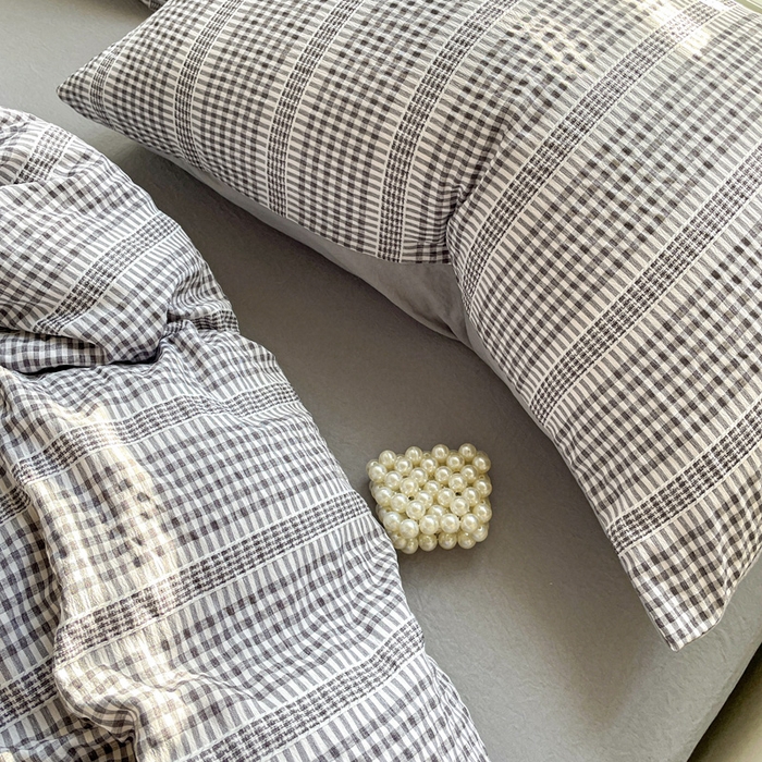 91家纺网 家纺一手货源 找家纺 卡普家居 2025新款A类阳离子公主格四件套 阳离子公主格-月光灰