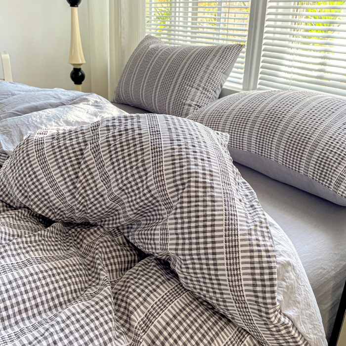 91家纺网 家纺一手货源 找家纺 卡普家居 2025新款A类阳离子公主格四件套 阳离子公主格-月光灰