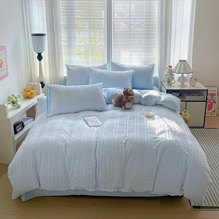 卡普家居 2025新款A类阳离子公主格四件套 阳离子公主格-云朵蓝