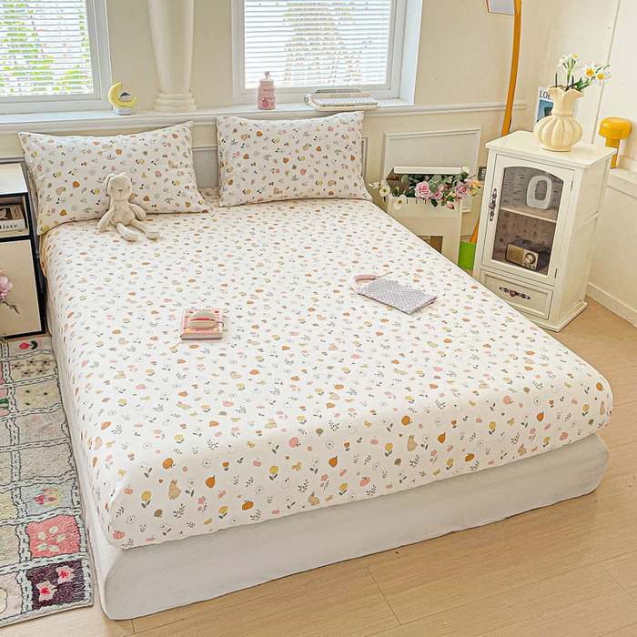 91家纺网 家纺一手货源 找家纺 卡普家居 2025新款全棉印花A版床笠 春日限定