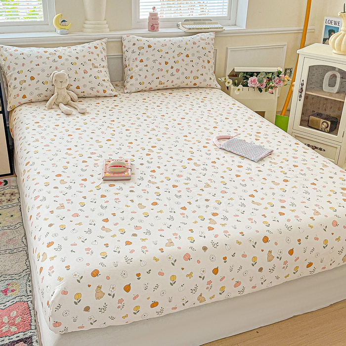 91家纺网 家纺一手货源 找家纺 卡普家居 2025新款全棉印花A版床笠 春日限定