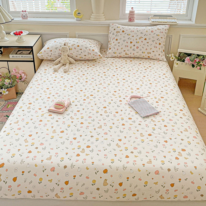 91家纺网 家纺一手货源 找家纺 卡普家居 2025新款全棉印花A版床笠 春日限定