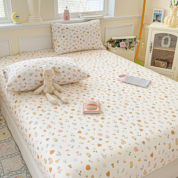 91家纺网 家纺一手货源 找家纺 卡普家居 2025新款全棉印花A版床笠 春日限定