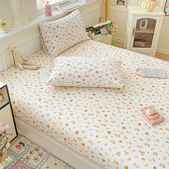 91家纺网 家纺一手货源 找家纺 卡普家居 2025新款全棉印花A版床笠 春日限定