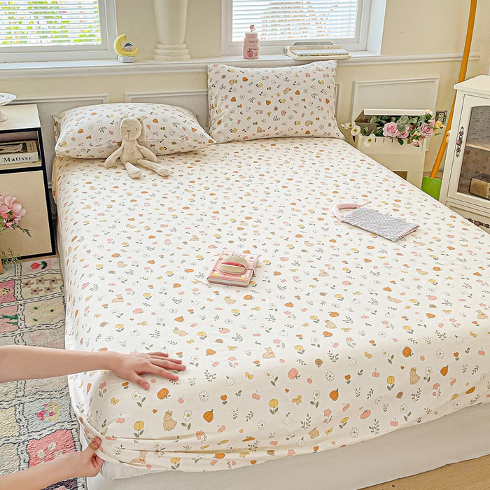 91家纺网 家纺一手货源 找家纺 卡普家居 2025新款全棉印花A版床笠 春日限定