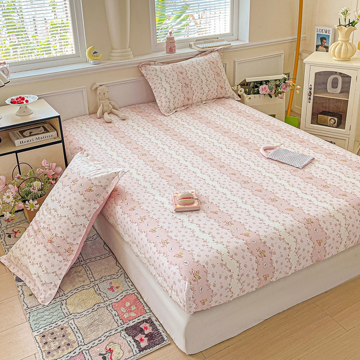 91家纺网 家纺一手货源 找家纺 卡普家居 2025新款全棉印花A版床笠 花间赋