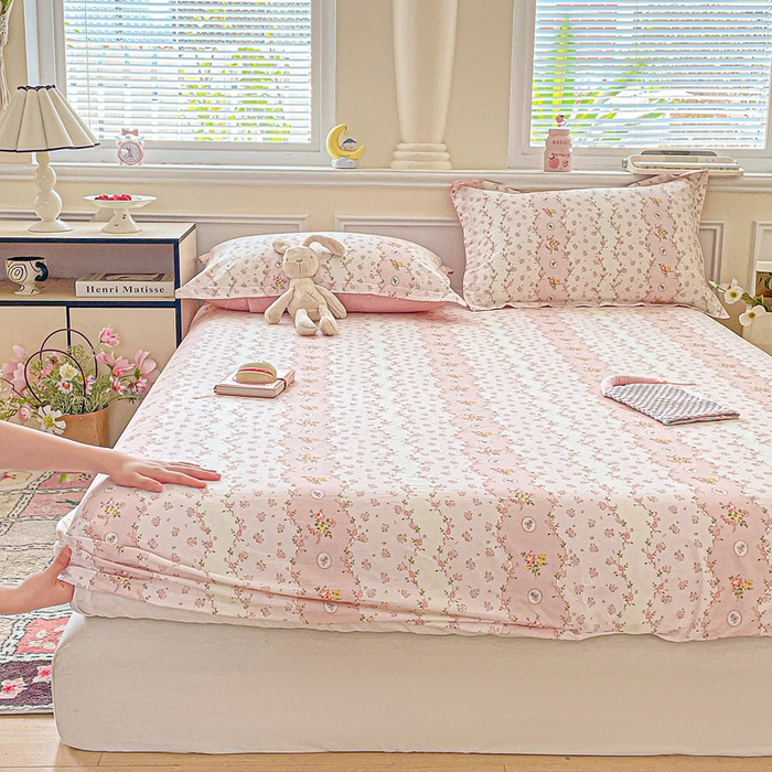 91家纺网 家纺一手货源 找家纺 卡普家居 2025新款全棉印花A版床笠 花间赋