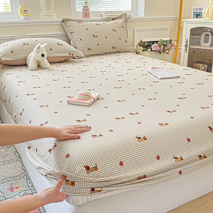 91家纺网 家纺一手货源 找家纺 卡普家居 2025新款全棉印花A版床笠 快乐追梦