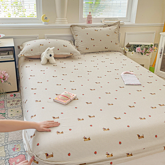 91家纺网 家纺一手货源 找家纺 卡普家居 2025新款全棉印花A版床笠 快乐追梦