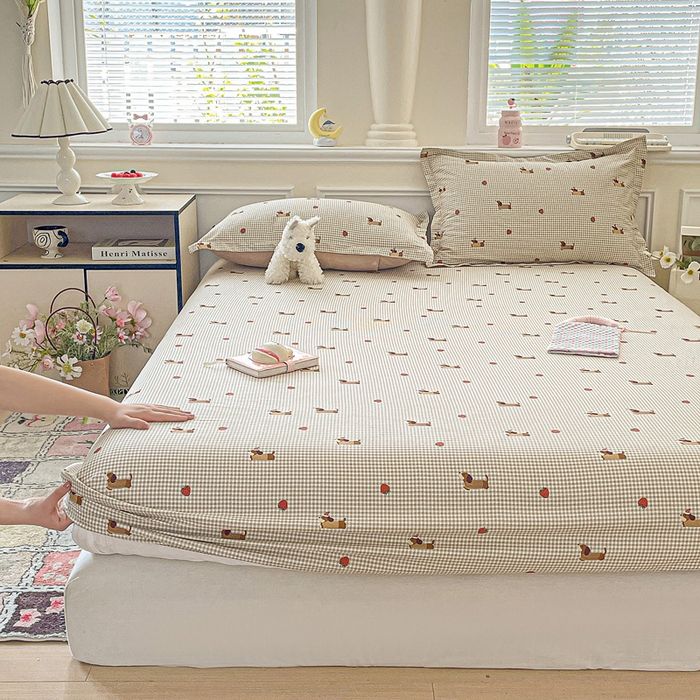 91家纺网 家纺一手货源 找家纺 卡普家居 2025新款全棉印花A版床笠 快乐追梦