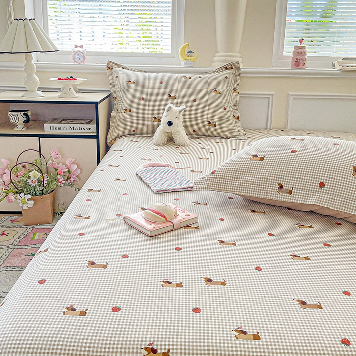 91家纺网 家纺一手货源 找家纺 卡普家居 2025新款全棉印花A版床笠 快乐追梦