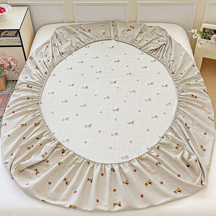 91家纺网 家纺一手货源 找家纺 卡普家居 2025新款全棉印花A版床笠 快乐追梦