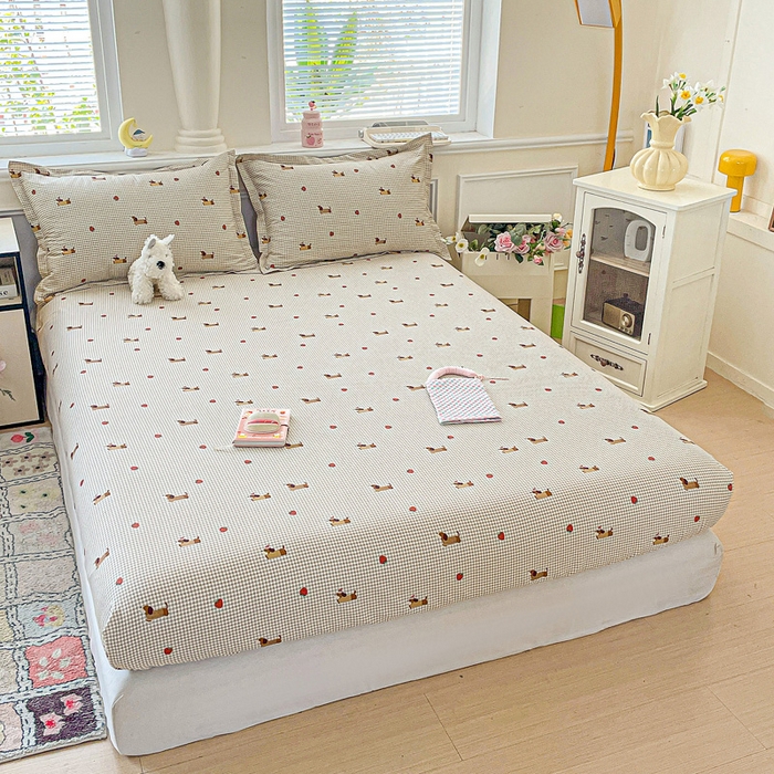 91家纺网 家纺一手货源 找家纺 卡普家居 2025新款全棉印花A版床笠 快乐追梦