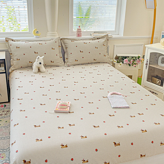 91家纺网 家纺一手货源 找家纺 卡普家居 2025新款全棉印花A版床笠 快乐追梦