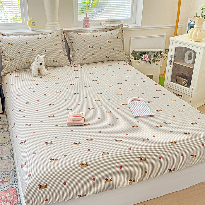 91家纺网 家纺一手货源 找家纺 卡普家居 2025新款全棉印花A版床笠 快乐追梦